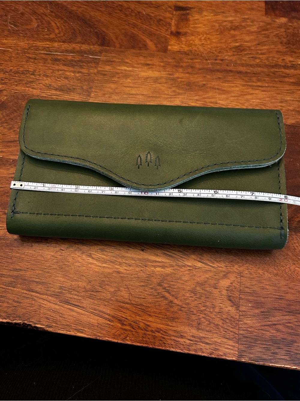 Portland Leather Goods Bozeman Pine Green Leather Snap Wallet with Tree Logo - Picture 11 of 12